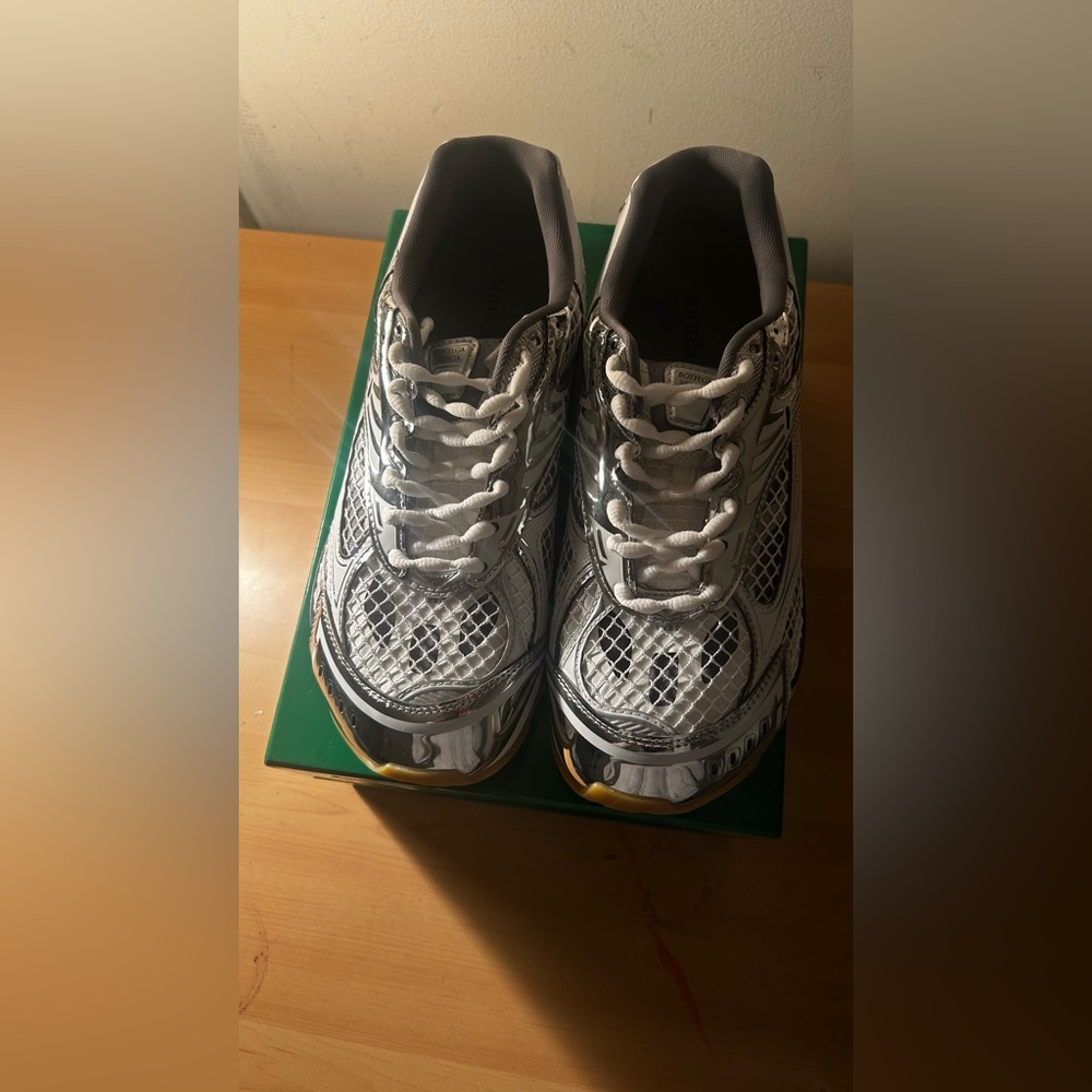 Bottega Veneta White and Black Sneakers
